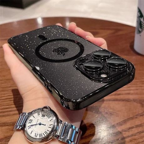 a person holding a watch and a phone