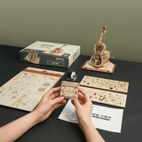 a person is playing with a wooden model