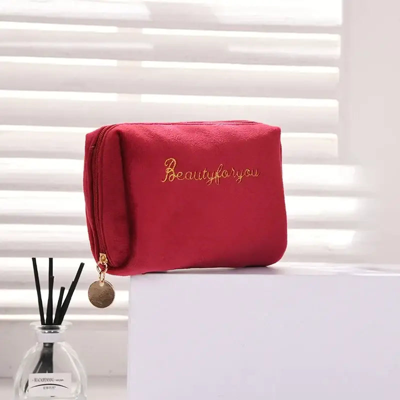 personalized makeup bag - red