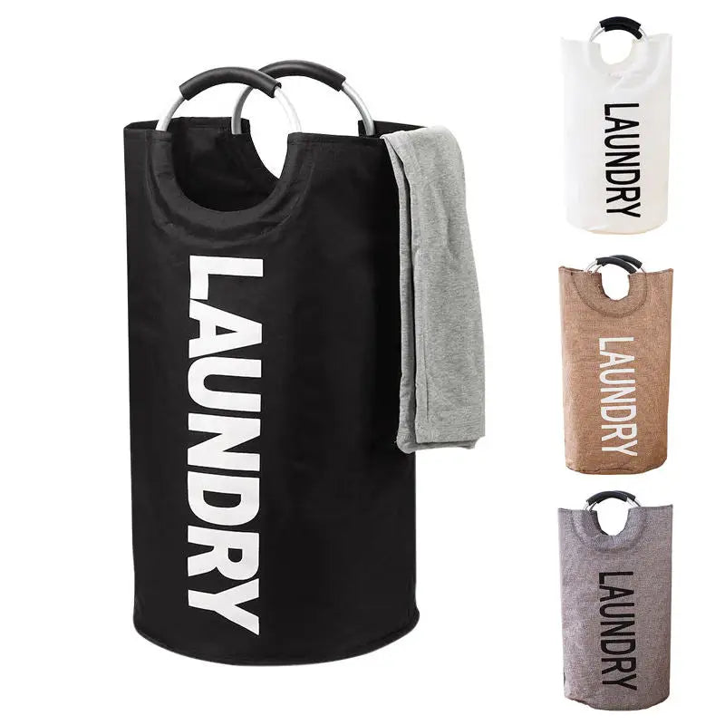 a black and white laundry bag with the words laundry on it