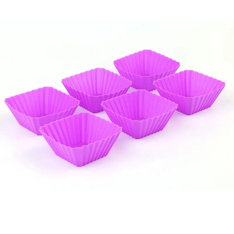 a set of six purple cupcake cases