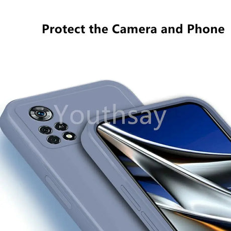 The back of a phone with a camera and a phone case