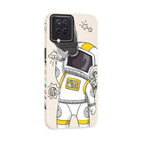 a phone case with an astronaut cartoon character