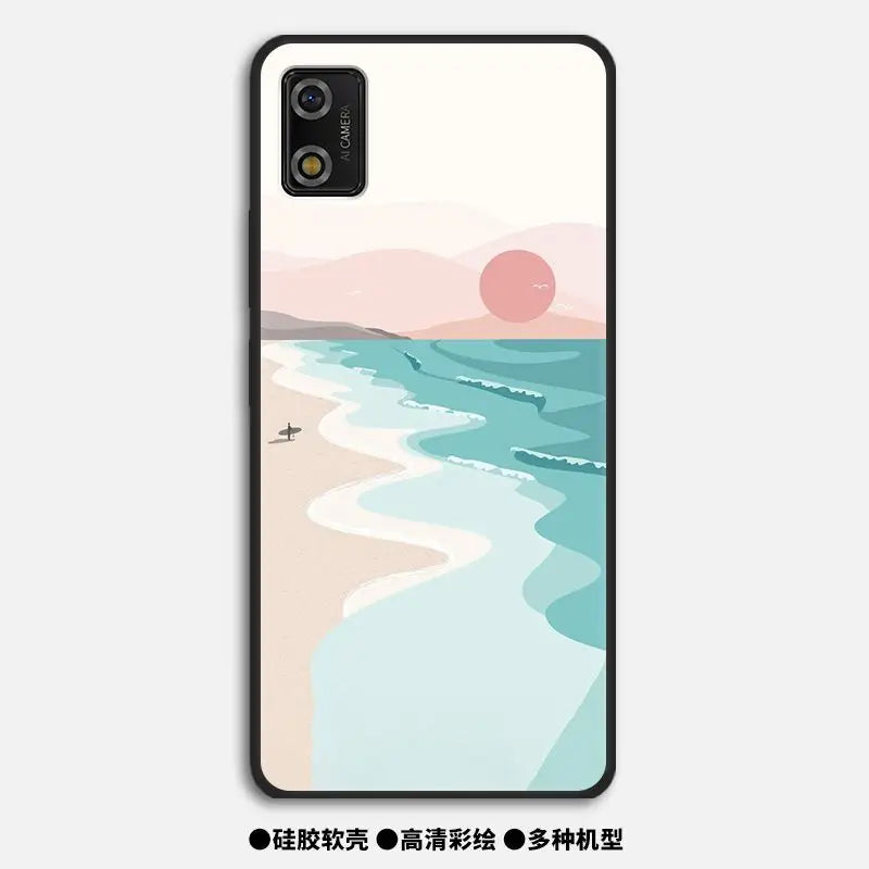 a phone case with a beach scene