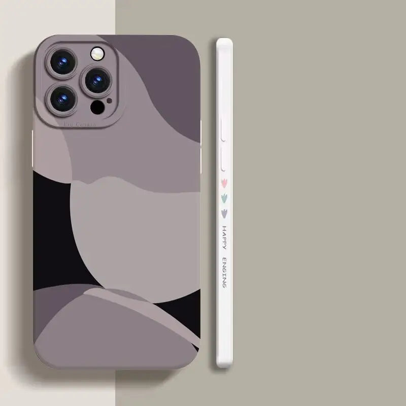 a phone case with a black and white image of a cat