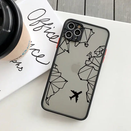 A phone case with a black and white pattern