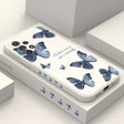 A phone case with blue butterflies on it