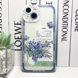 a phone case with a blue flower on it
