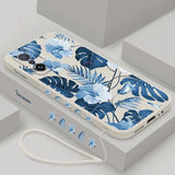 a phone case with blue flowers on it