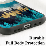 a phone case with a painting of trees on it
