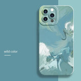a phone case with a blue and white painting