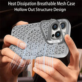 Heat-dissipating phone case with a breathable mesh design featuring a hollow-out structure.