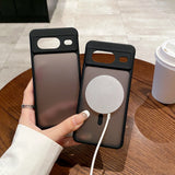 Phone case with a built-in wireless charging pad for MagSafe compatibility.