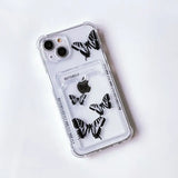 a phone case with a black and white butterfly design