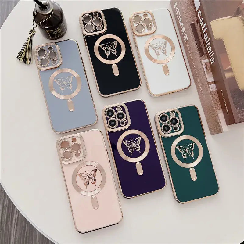 A phone case with a butterfly design on it