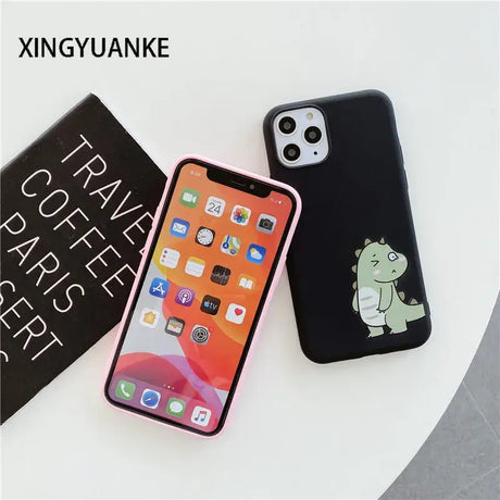 A phone case with a cartoon character on it