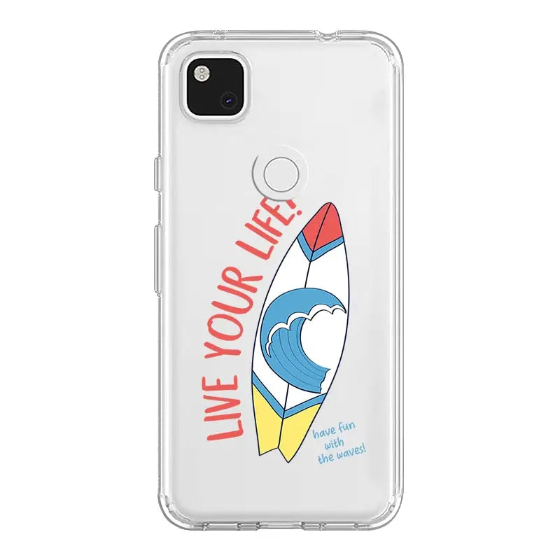 a clear phone case with a cartoon character on it