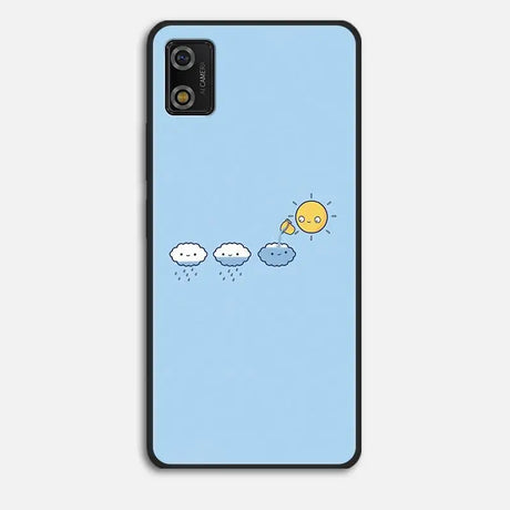 a phone case with a cartoon character floating in the water