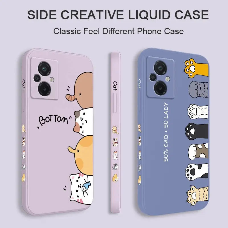 a phone case with a cartoon cat and dog design