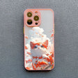 A phone case with a cat and clouds