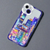 a phone case with a cityscape on it