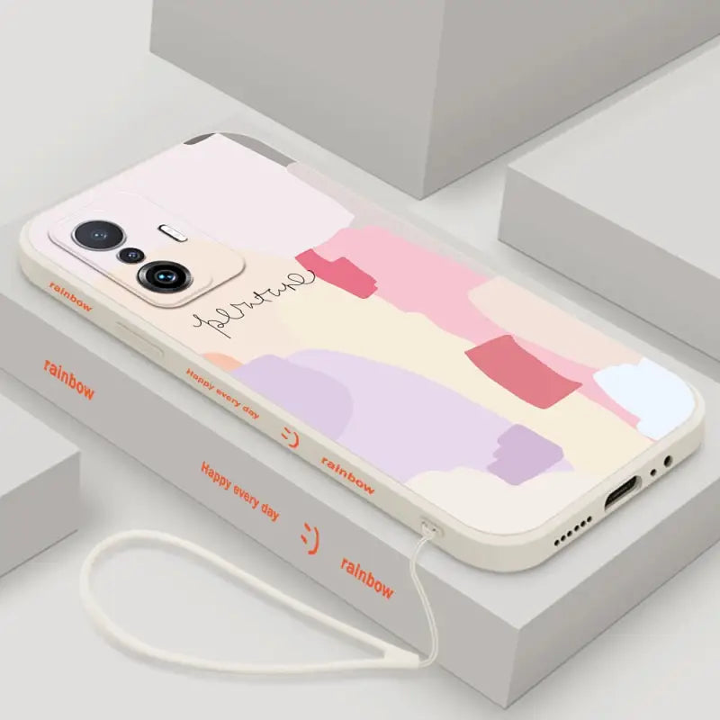 a phone case with a colorful abstract design