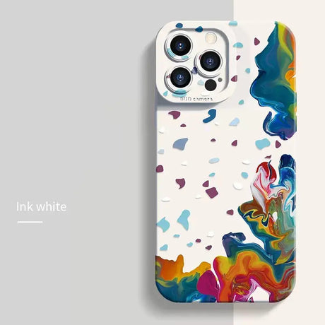 A phone case with a colorful abstract design