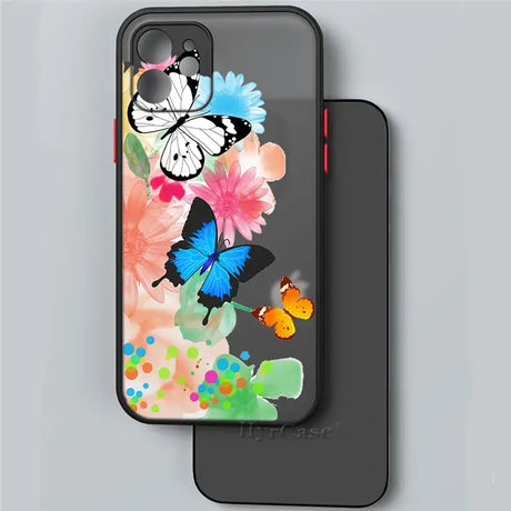 A phone case with a colorful butterfly design