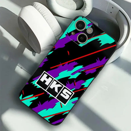 A phone case with a colorful design on it