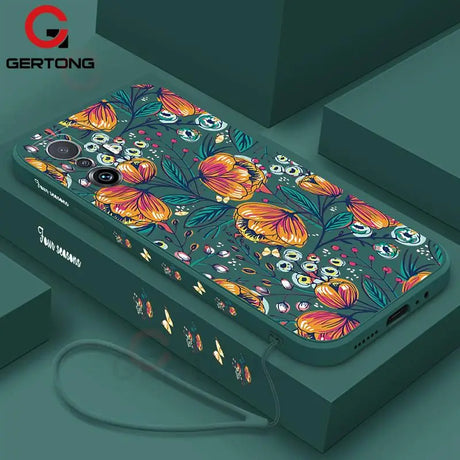 A phone case with a colorful floral pattern