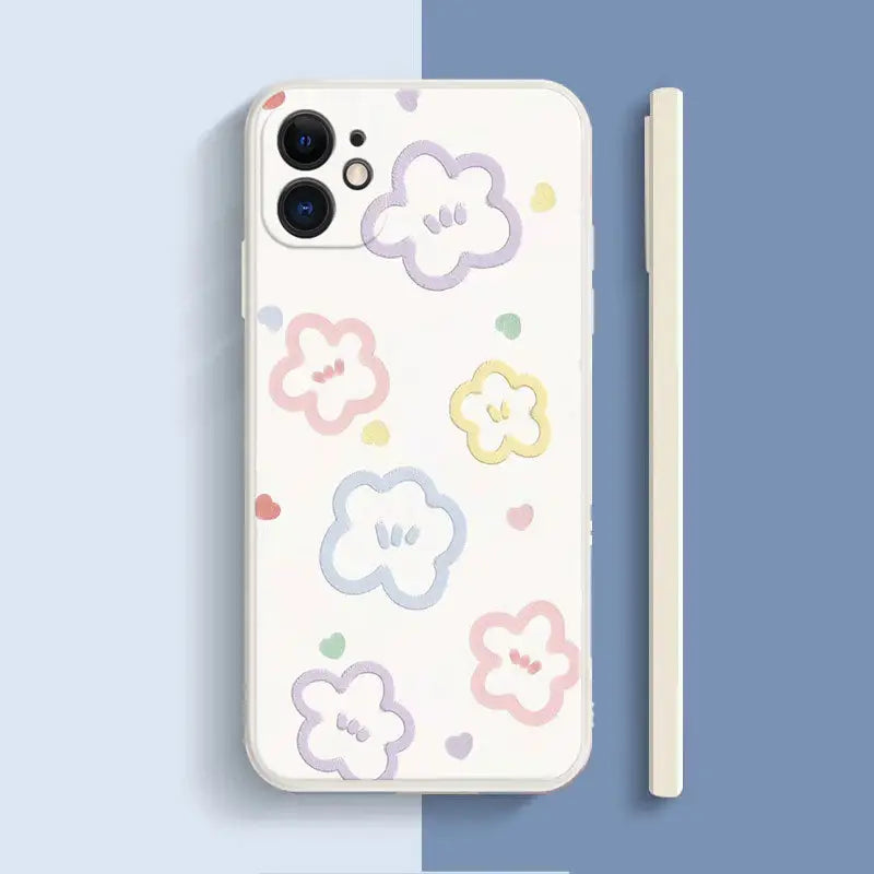a phone case with a pattern of colorful hearts