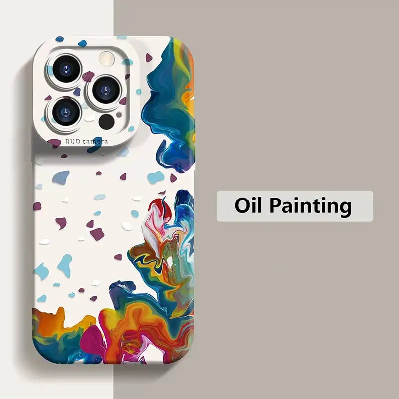 a phone case with a colorful painting on it