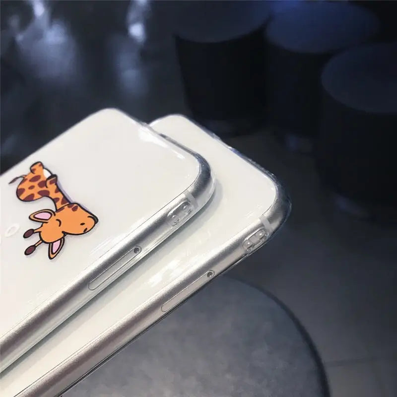 a phone case with a cartoon cat on it