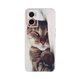 a cat with its head on the phone case