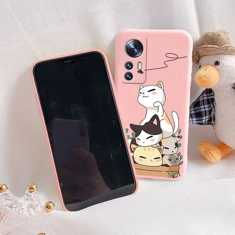 a phone case with a cat and dog on it