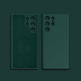the back and back of the phone case are shown in dark green