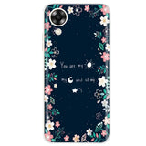 the back of a phone case with a floral design