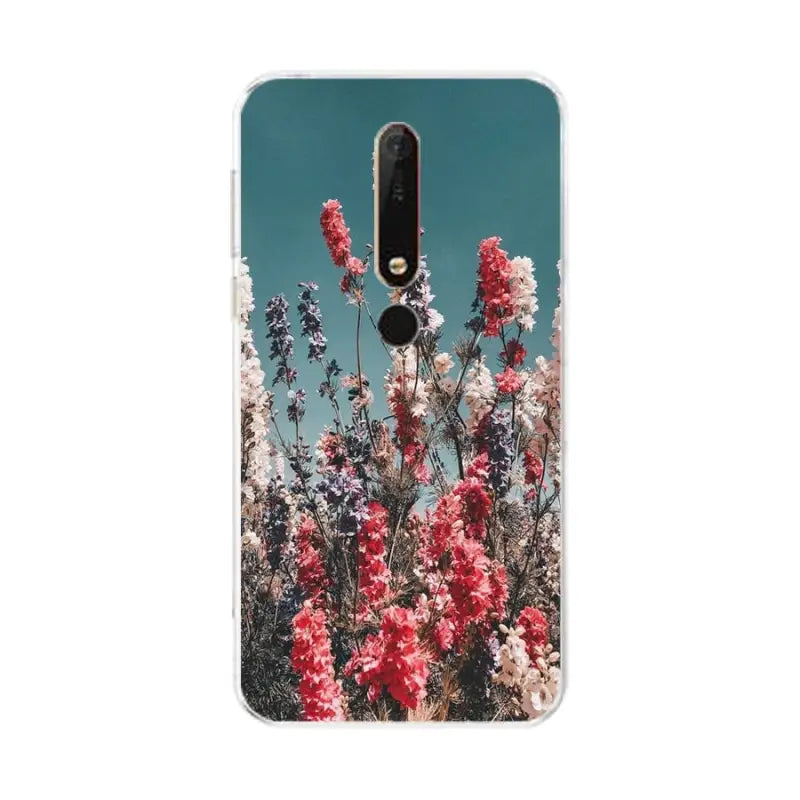 a phone case with a flower field