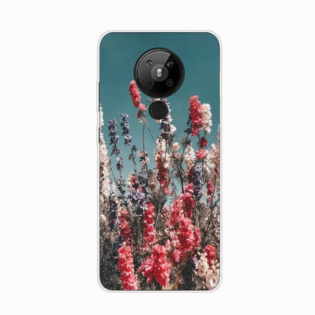 the back of a phone case with a flower