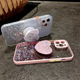 a phone case with glitter and heart shaped phone