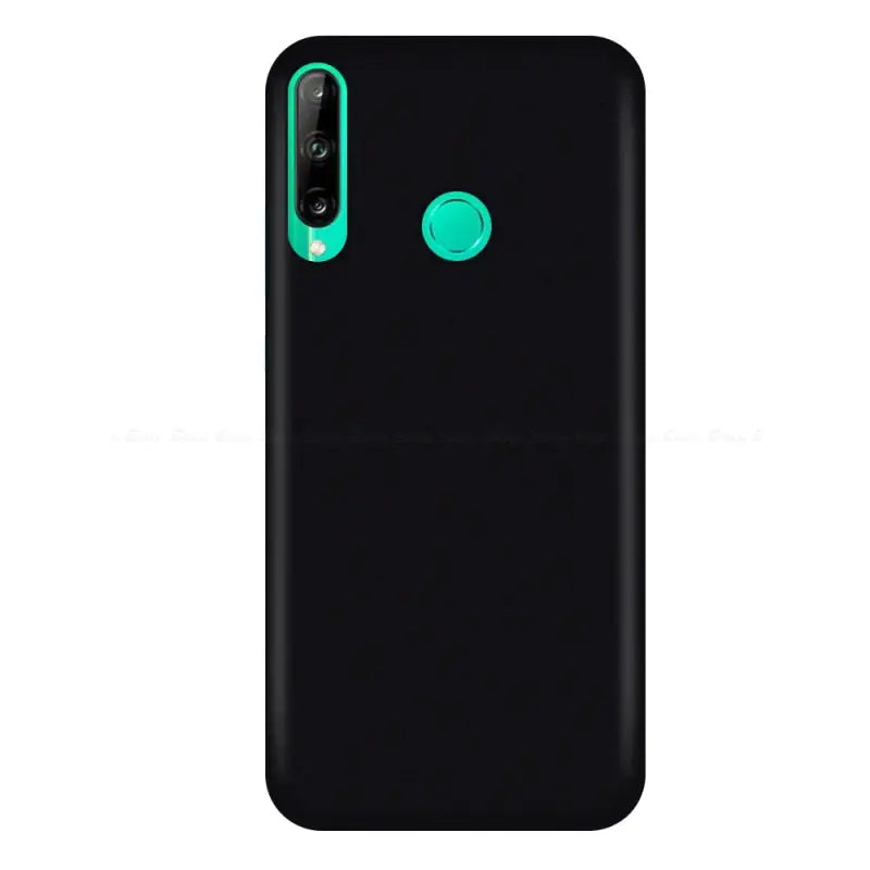 the back of the phone case with a green glow on it