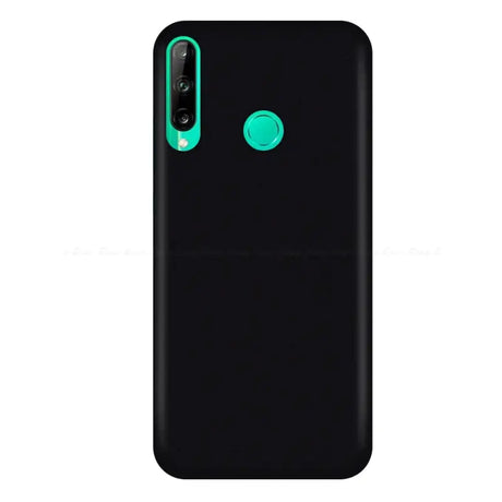 The back of the phone case with a green glow on it