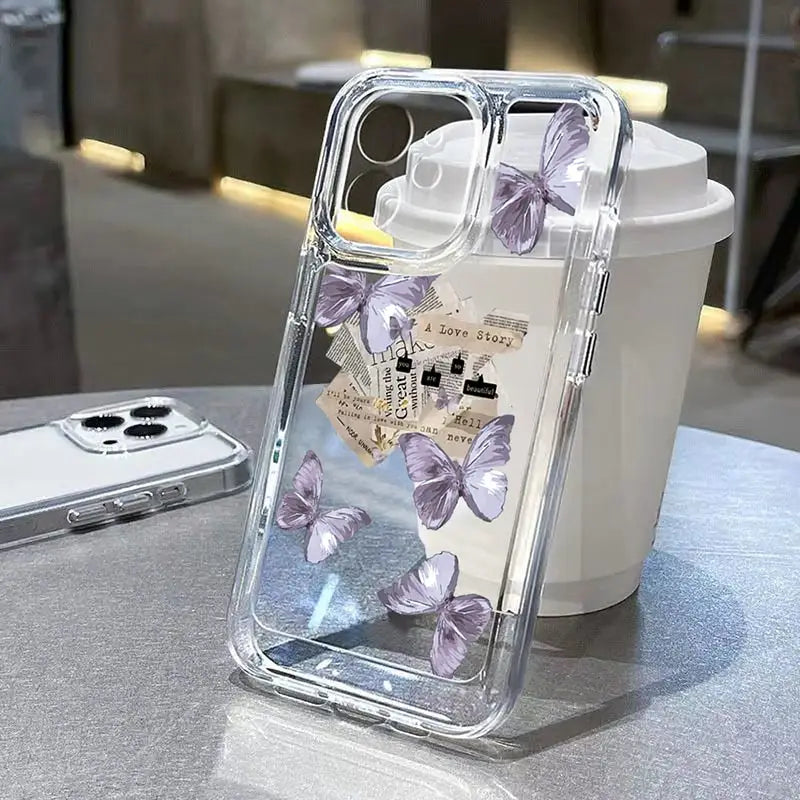 a phone case with a heart shaped butterfly on it