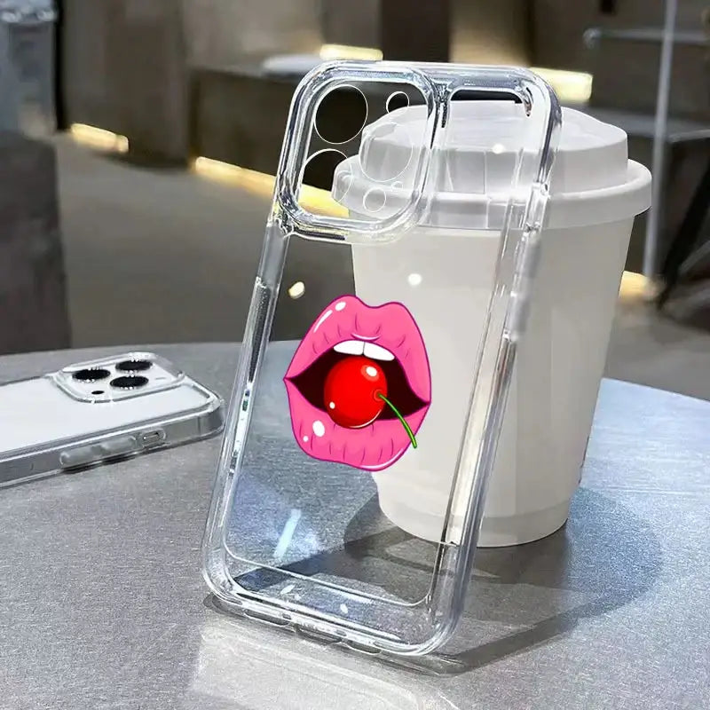 a phone case with a lip on it