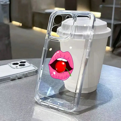 A phone case with a lip on it