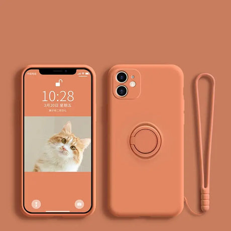 the iphone case is shown with a cat’s face