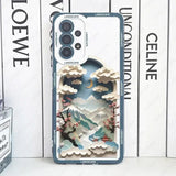 a phone case with a mountain scene on it