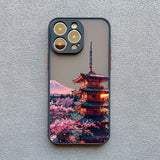 a phone case with a photo of a temple in the background