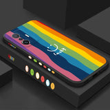 a phone case with a rainbow - colored design