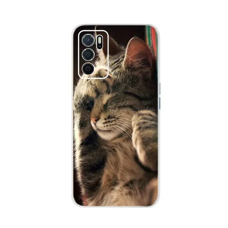 a cat is looking at the camera phone case